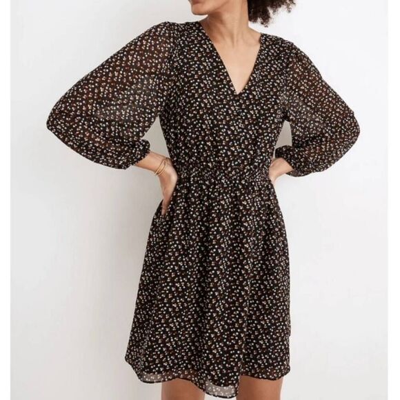 Madewell  Floral Mini Dress (Re)sourced Georgette Button-FrontSize S - Picture 1 of 11